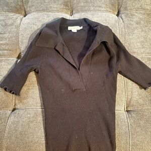 Good American Black V-Neck Sweater